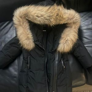 Mackage Black Puffer Jacket with Fur Trim